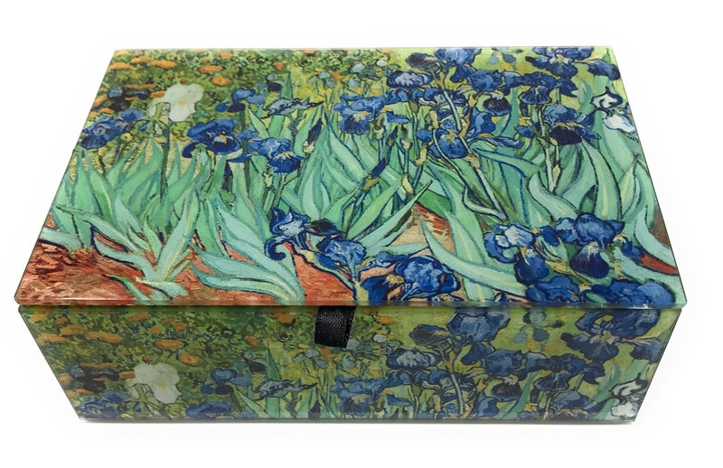 Value Arts Vincent Van Gogh Glass Jewelry Keepsake Box (Iris) - Image 1